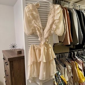 Brand new Privy two piece (connected) cream dress